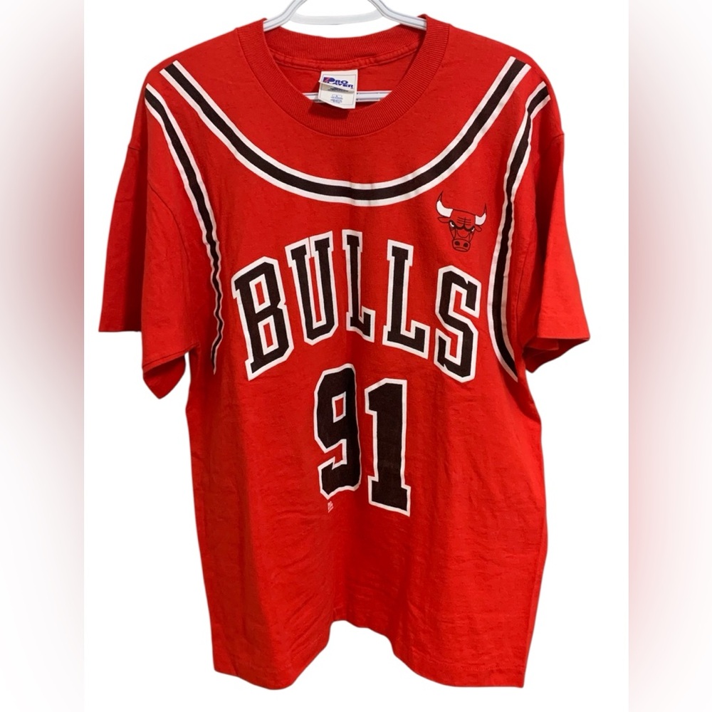 Vintage Chicago Bulls Dennis Rodman Pro Player Jersey T-Shirt Size Large NBA 90s